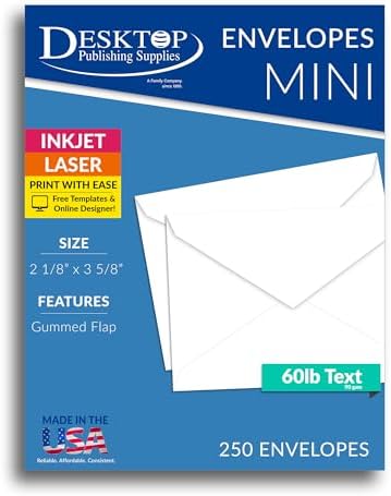 Business card size envelopes 2 1/8 x 3 5/8" - White - 250 Envelopes image 3