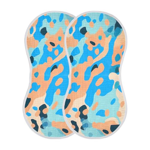 2 Pack Baby Burp Cloths, Soft Absorbent Burping Cloths for Babies, Cotton Milk Spit Up Rags, Large Size for Newborns, Baby Boys and Girls (Blue Leopard Print) - Main Image