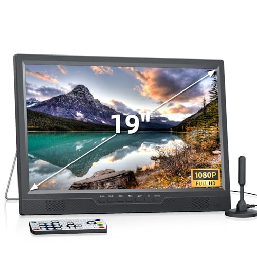 NORTHING 19.2 Inch Portable TV with Antenna, 1080P LED Small TV with HDMI Input/AV Input/USB Port, Flat Screen TV Built-in Stand, for Camping Kitchen Bedroom Patio RV Indoor Outdoor