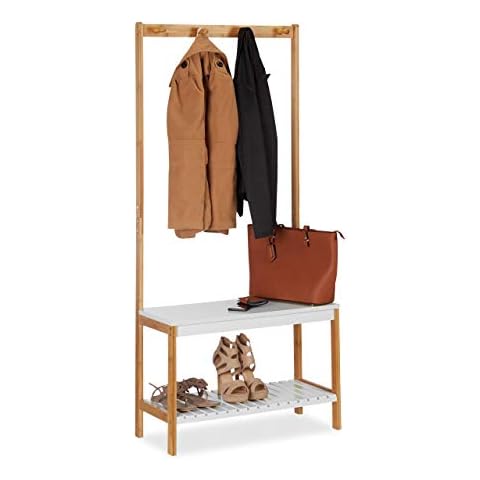 Portemanteau banc Relaxdays en bambou Cover