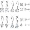 925 Sterling Silver Dangle Earrings for Women Princess Teardrop 5A Cubic Zirconia Hypoallergenic Dangling Earrings for Wedding