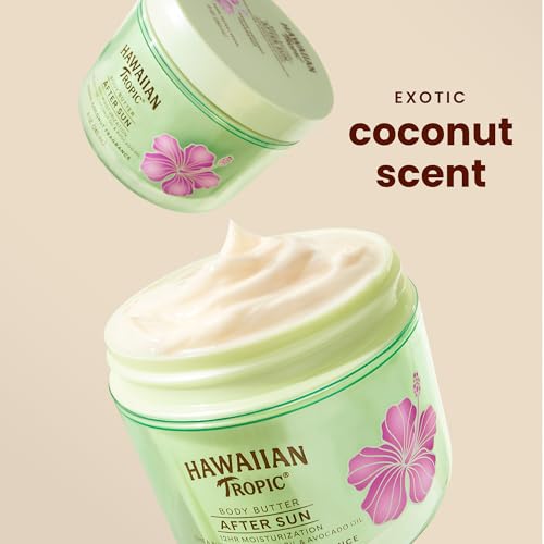 Image of Hawaiian Tropic After Sun Body Butter with Coconut Oil, 8 Oz | Moisturizing after sun lotion, 12 hours of hydration, Coconut scent, Made with shea butter, Soothes skin