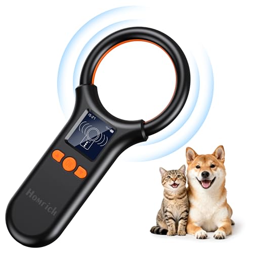 Homrich Pet Microchip Scanner FDX-B(ISO11784/85) EMID Micro Chip Reader 500 Data Storage Upload to PC with 1.44 TFT Screen Rechargeable Handheld 15 Digits Pet Chip ID Scanner for Dog/Cat/Pig/Animal