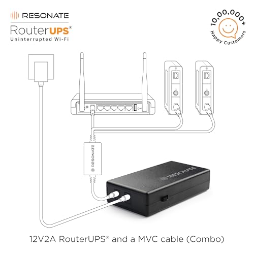 Image of RESONATE RouterUPS Gen2 & MVC Splitter (Multi Voltage Cable) - Power Backup, Mini UPS for 3 Devices - Combo Offer.
