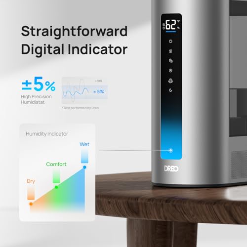 DREO 6L Humidifiers for Bedroom, Smart Warm & Cool Mist for Large Room, 60Hr Quiet Runtime for Baby, Plant, Humidity Sensor, Indicator Light, 12H Timer, Google/Alexa, HM713S by DREO - Image 4