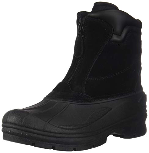 Khombu Men's Grip Waterproof Winter Front Zip Snow Boot, Black, 9.5 M US