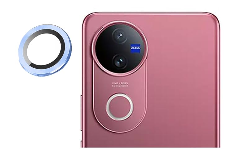 Image of imluckies Camera Ring Lens Protector (Aluminum with Tempered Glass) Compatible for Vivo V50 - Blue (Pack of 1 rings)