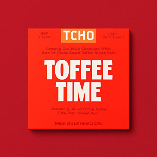 Tcho Toffee Time 53% Oat Milk Chocolate Bars (10 Pack) | Plant Based, Organic & Fair Trade, | Non Gmo, Non-Dairy, Vegan, Soy Free (2.5Oz Each) #TOP6