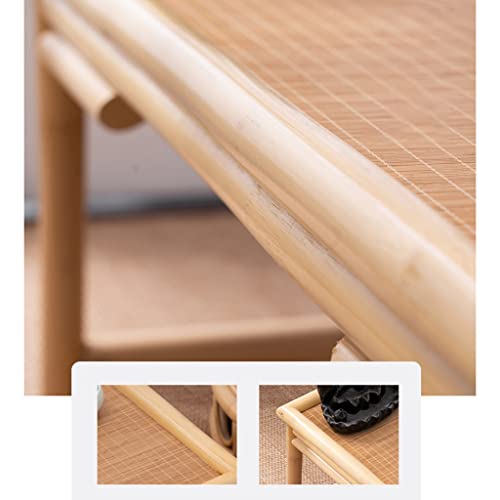 Guinjo 3 Pcs Coffee Table Set, Japanese Floor Tea Table With 2 Chair, Bamboo+Rattan Tatami Platform Low Table For Living Room, Bay Window, Balcony (Color : Wood(3 Pcs), Size : 60 * 40 * 30Cm) #TOP3