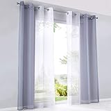 [page_title]-HongYa 2er-Pack Farbverlauf Gardinen Transparenter Voile Vorhänge Schals mit Ösen H/B 225/140 cm Grau