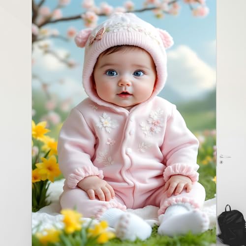 Cute Baby Posters for Nursery Decoration, Smiling Baby Girl & Boy Portrait, Pregnant Women Gift, Newborn Photo Print, 18x24 Inch
