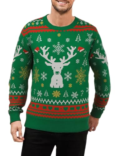 Atforna Juego de suéter navideño para familia, suéter de punto con cuello redondo, divertido suéter navideño con diseño de árbol de Navidad y muñeco de nieve, S