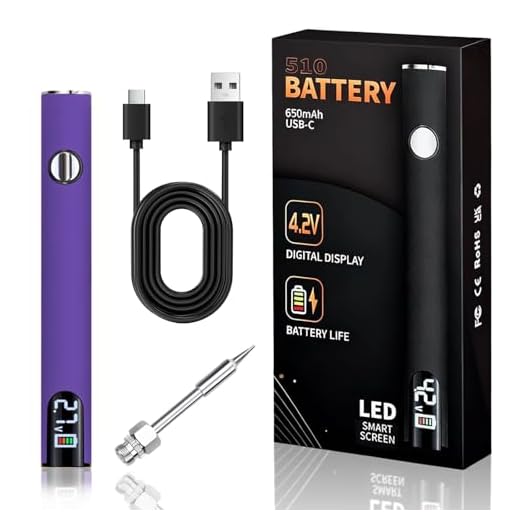 510 Thread Battery Cordless Soldering Iron, LED Display Precision Temp Control, USB-C Rechargeable 650mAh, 3 Speed Adjustable Purple Soldering Pen for Precision Work & Appliance Repair
