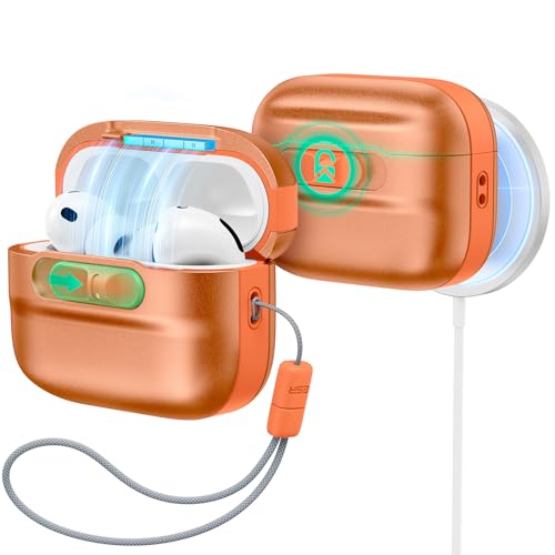 Image of ESR for AirPods Pro 3 Case (2025), Compatible with AirPods Pro 3 (USB-C Cable), MagSafe Ready, Magnetic Lid Lock, Full Drop Protection Cover with Lanyard, Orange