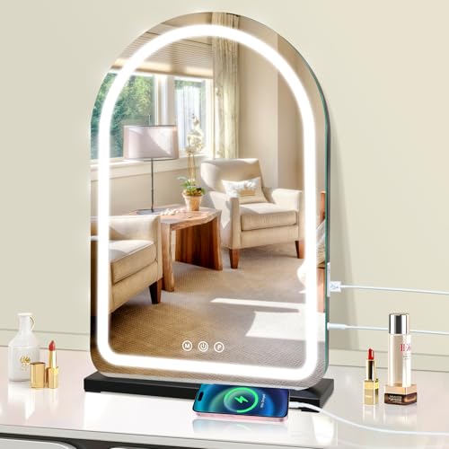 halumao Espejo grande de maquillaje de 16 x 23.6 pulgadas con luces para vestidor y dormitorio, 3 modos de color, función de memoria