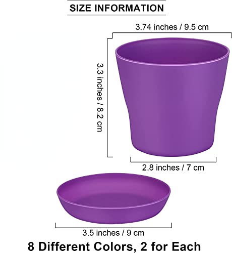 Pacote com 16 vasos de plástico de 4 polegadas, vasos de flores variados, vasos de berçário de mudas