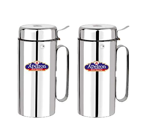 Apeiron Stainless Steel | Oil Dispenser | Cooking Oil Dispenser | Oil Stopper | Oil Pourer | Sliver | (1250ml Pack of 2)