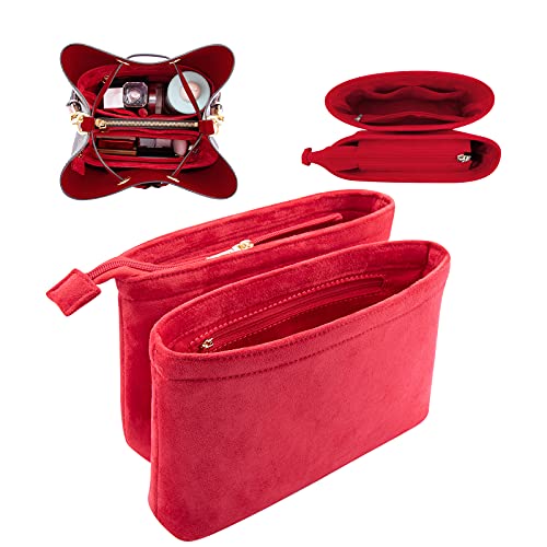 Lizhyy Velvet 2 Packs Purse Organizer Women's Handbag Organizers Bag Organizer Insert Purse Organizer For Lv Neonoe Noé Series (Red) #TOP25