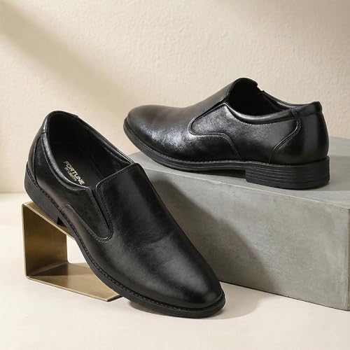 Image of Liberty Healers HML-87E Black & Brown Formal Non Lacing Mocassin Shoes for Men