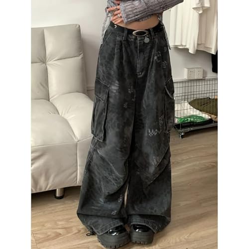 Women's Casual Baggy Cargo Jeans Unisex Y2k Low Rise Vintage Multi-Pocket Distressed Pants Street-Style Harajuku Clothing3