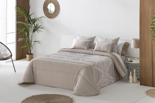 JVR | Conforter Nórdico Tamaño 260 Ligero y Cálido para Invierno – Edredón Aislante Color Beige para un Descanso Cómodo y Reparador