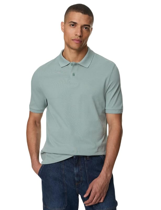 Image of Marks & Spencer Pure Cotton Pique Polo Shirt Green