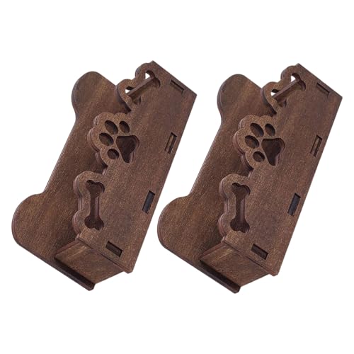 SHOWERORO 2個木製名刺ホルダー デスク用 犬の肉球と骨のデザイン 名刺収納スタンド 省スペースでオフィスや展示会になカウンターカードスタ
