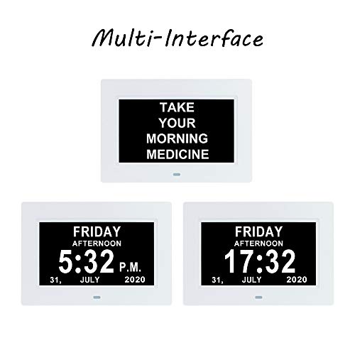 7 Inch Day Date Time Dementia Clock Extra Large Non-Abbreviated Digital Calendar Day Of The Week Clocks For Seniors Elderly With Dementia Impaired Vision Memory Loss 12 Alarm Reminders + Auto-Dimming #TOP3