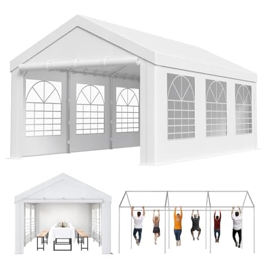 Homall Partyzelt 3x6,Metall Gestell Gartenzelt,Pavillon Wasserdicht 560g/m² PE-Plane,Zelt Stabil-18 Bodenhaken 4 Windfesten Seilen,UV-Schutz 50+Große Luxus Hochzeitszelt Gartenpavillon18m²,Weiß
