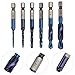 PRETYZOOM 6pc M35 Blue Coated Spiral Screw Tapping Tool Set with Hex Shank, Metric Thread Drill Bits M3-m10, High Speed Steel Drill Tap Combo for Industrial and DIY Use