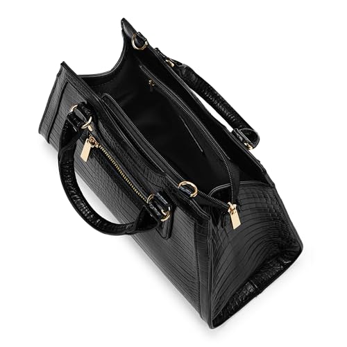 Image of Miraggio Willow Croc-Textured Handbag for Women with Detachable & Adjustable Sling /Crossbody Bag