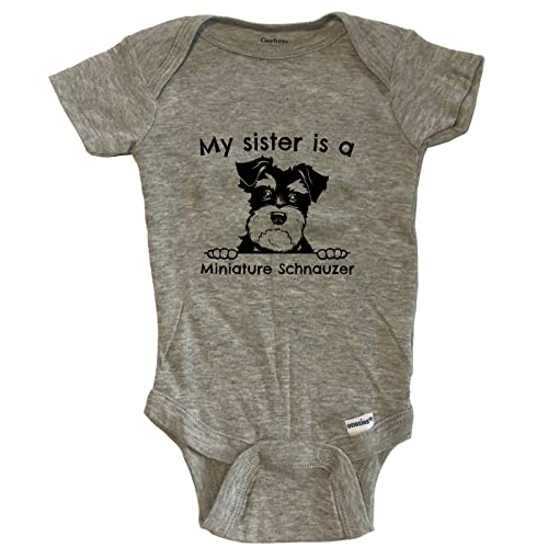 My Sister is A Miniature Schnauzer Cute Dog Breed One Piece Baby Bodysuit (100% Cotton)