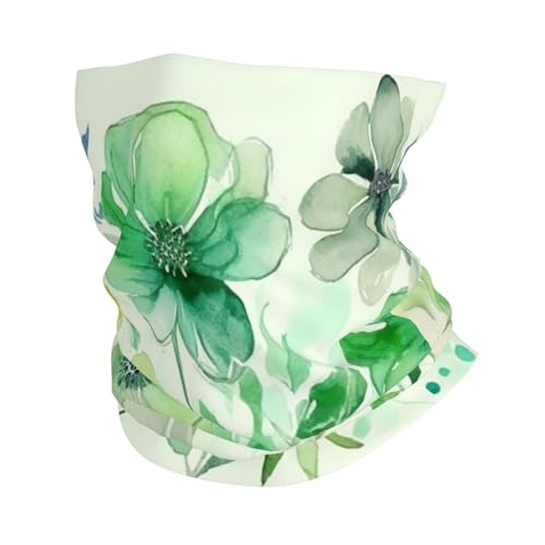 Neck Gaiter Face Mask UV Protector Scarf Breathable Windproof Face Cover Watercolor Green Flowers Balaclava Summer Cooling Gator Cover Seamless Bandana Head Wrap for Men Women