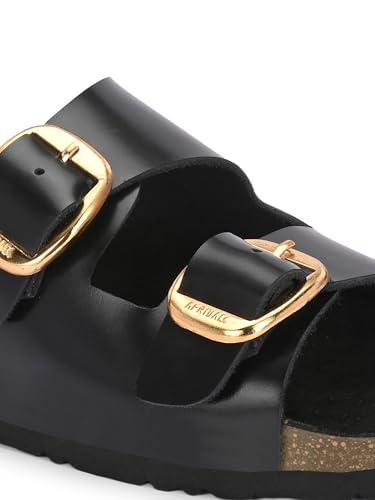 Image of AFROJACK Orginal Leather Sandals | Casual Sliders For Womens Stylish, Outdoor & Fashion Forward, Comfortable Cork Sandals for Women With Natural Cork and EVA Sole (sw406)