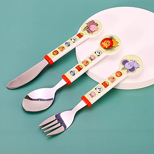 Animal Kids 6 Piece Reusable Dinner Set - Plate/Bowl/Cup/Knife/Fork/Spoon - Childrens Dinnerware Tableware Cutlery Set - Image 6