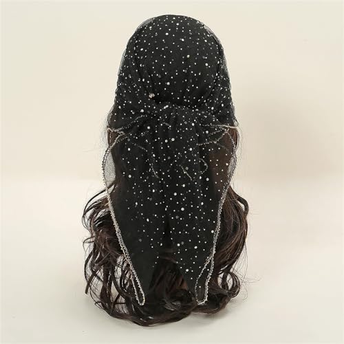 Women's Glitter Decor Head Scarf, Rhinestone Head Scarf, 31.5 Inches Soft Sequin Head Scarf for Women2