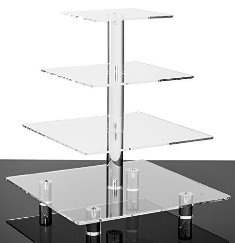 Jusalpha® Large 4 Tier Square Acrylic Cupcake Tower Stand For Dessert, Pastry, Serving Platter-Candy Bar Party Décor And Supply(With Rod Feet) (4Sf-V2) #TOP4