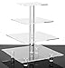 Jusalpha Large 4 Tier Cupcake Stand Square Acrylic Cupcake Tower Stand for Dessert, Pastry, Serving Platter-Candy Bar Party Décor and Supply(with Rod Feet) (4SF-V2)
