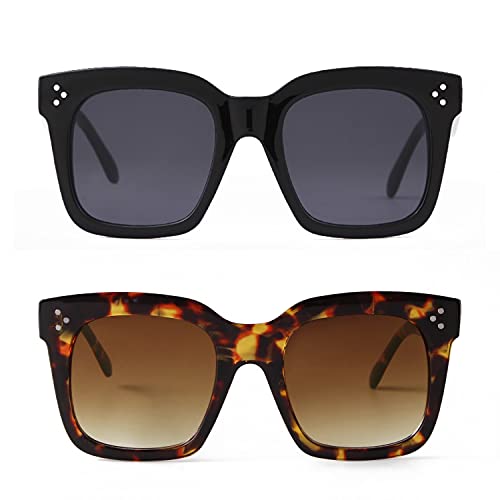 ADE WU Retro Oversized Square Sunglasses Women, Trendy Designer Vintage Sun Glasses3