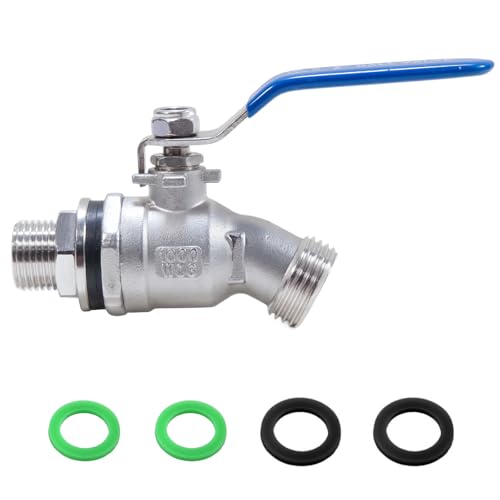 Stainless Steel Rain Barrel Spigot Kit - Lead free 3/4 GHT Drain Valve Rain Water Bucket Faucet Replacement Outdoor Rain Barrel Diverter Valve Spigot for 5/25/50/55 Gallon Water Bucket Container