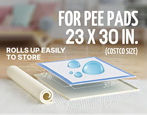Image of TidyFriend Dog Pee Pad Holder Tray Fits for 30 inch x 23 inch Pee Pads with Corner Lock Holes, Raised Edges, Non-Spill, Easy to Clean Silicone Dog Potty Tray Holder, For Indoor Floor Protection (Beige)