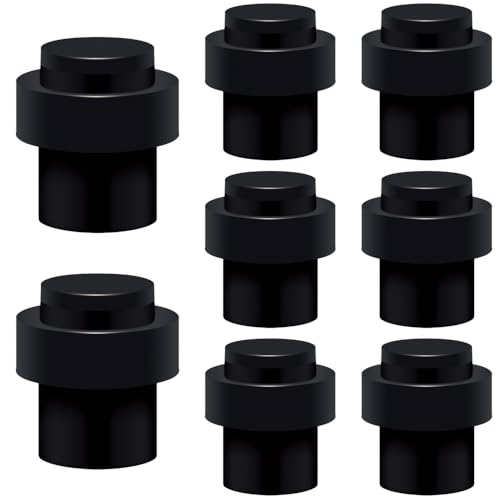 lot de 8 Butée de Porte Sol, Hauteur 45mm, Arrêts de Portes en Acier Inoxydable avec Vis, Butoir Porte Noir