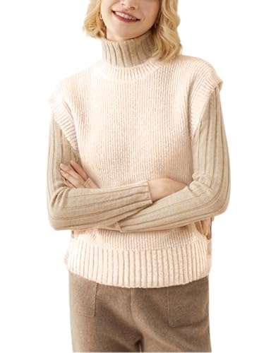 Image of Kwoki Women's Round Neck Sweater Vests Casual Loose Sleeveless High Low Hem Ribbed Knit Vest Top Trendy