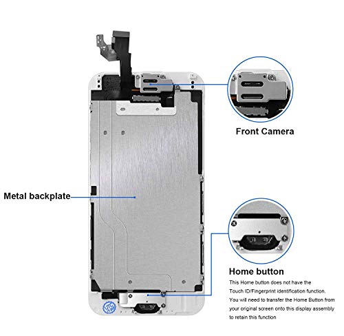 Fftopu For Iphone 6 Screen Replacement White, Lcd Touch Display Digitizer Assembly With Home Button, Front Facing Camera Proximity Sensor, Ear Speaker And Full Repair Tools #TOP1
