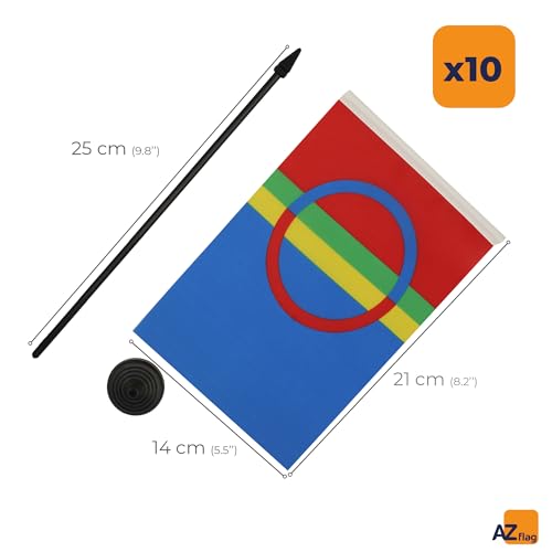 Drapeau Saami de table en polyester AZ FLAG avec socle noir résistant