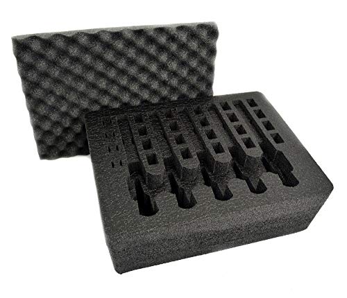 5 Pistol 24 Magazine Storage Foam Insert for Pelican 1550 Case - 2 Piece Set Pre-cut Military Grade Polyethylene Foam Base Insert and Lid Liner (Case Not Included)