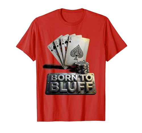 Born to Bluff Poker Graphic Design for Men T-Shirt, Men, Red, 3X-Large