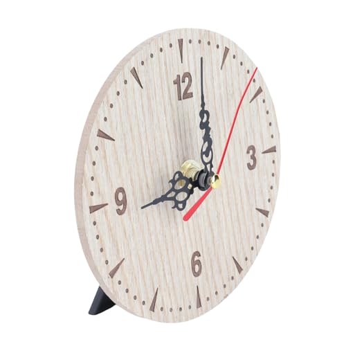 Akozon Vintage Runde Holztisch-Schreibtisch-Wand-Analoguhr für Wohnzimmer, Schlafzimmer, Büro, Kleine Wanduhren für (Durchmesser 12 cm)
