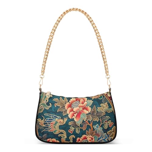 CEBUGI Crossbody Bags for Women Shoulder Purse Chinese Traditional Pattern Handbags Stylish Clutch Purse with Chain Strap