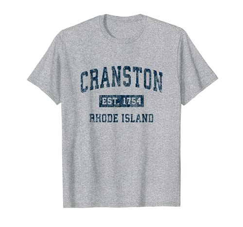 Cranston Rhode Island RI Diseño deportivo vintage estampado azul marino Camiseta